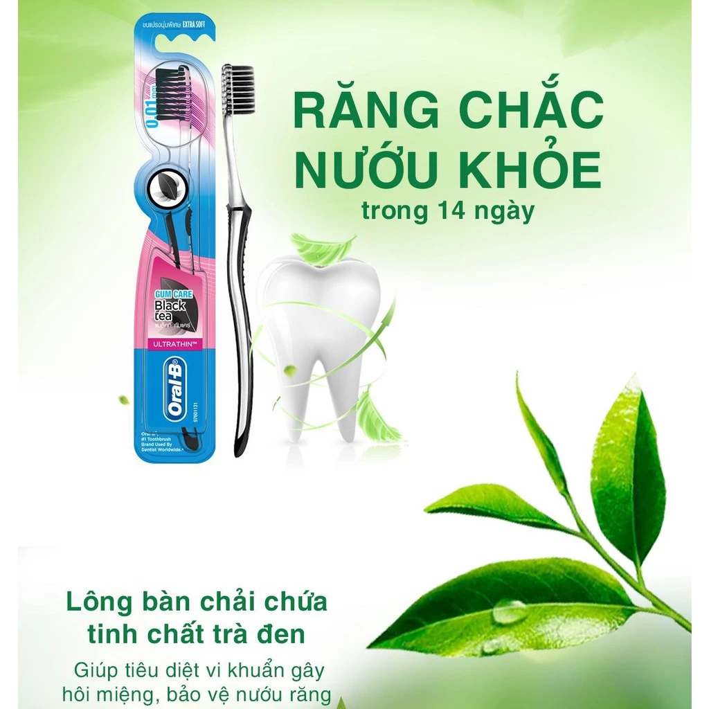  Bàn Chải ORAL-B Tinh Chất Trà Xanh/ Trà Đen - Vỉ 5 cây 
