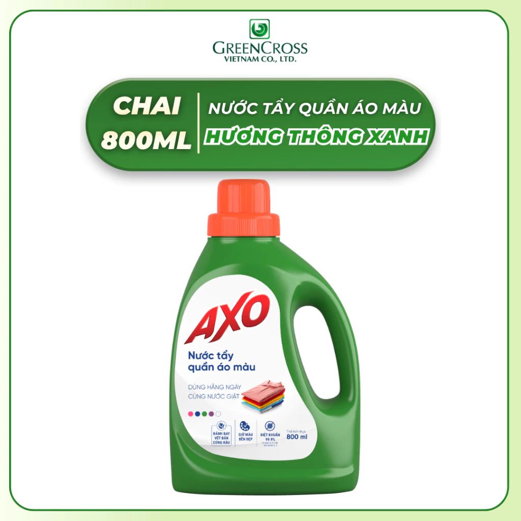  Nước Tẩy Quần Áo Màu AXO 400ml – Tẩy Sạch Vết Bẩn, Giữ Màu Vải, An Toàn Cho Quần Áo Màu 