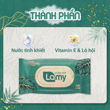  Khăn ướt Lamy gói 20 tờ không mùi không cồn không parabens cao cấp an toàn dành cho bé 