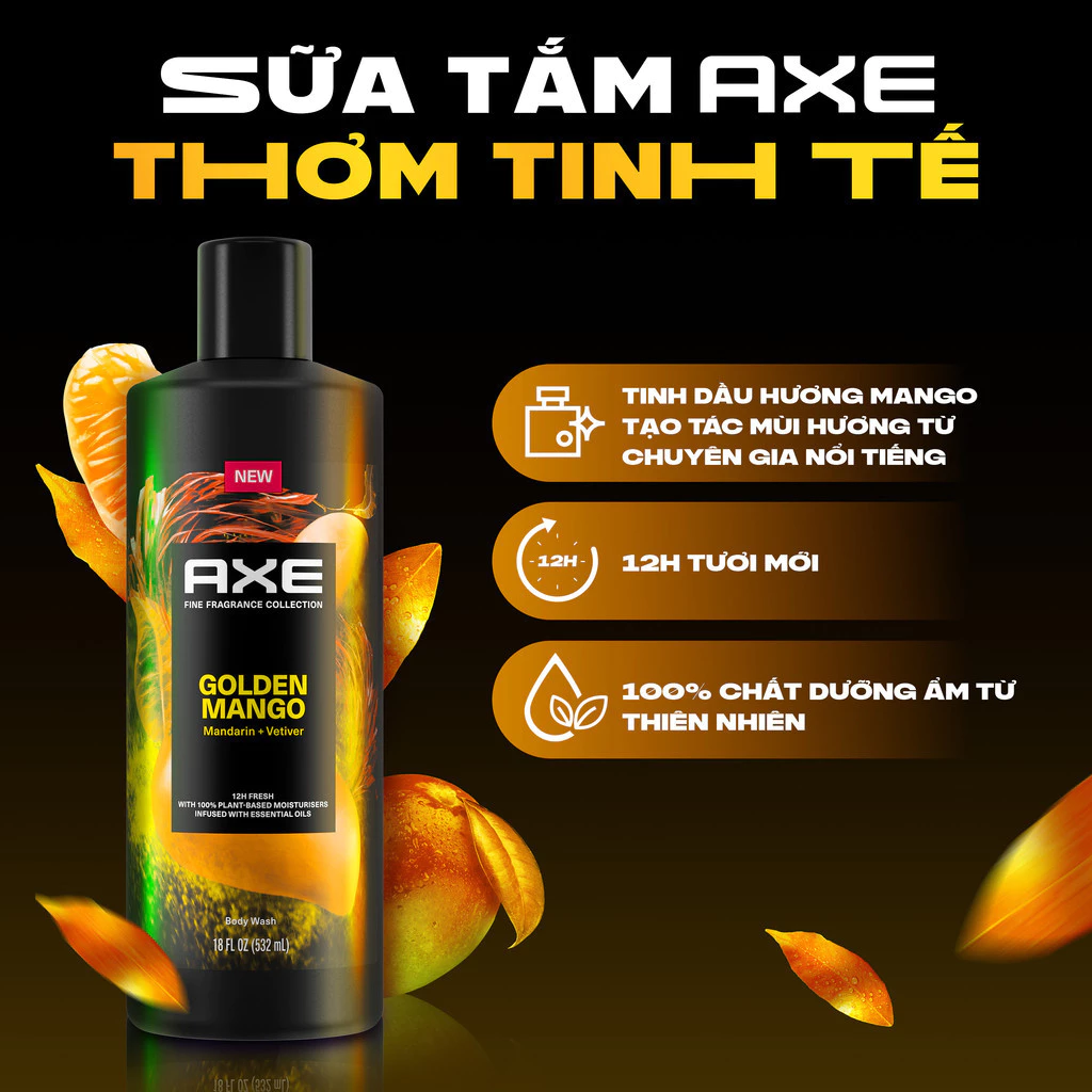  Sữa Tắm Nước Hoa Nam Cao Cấp Axe Thơm Tinh Tế 532ml 
