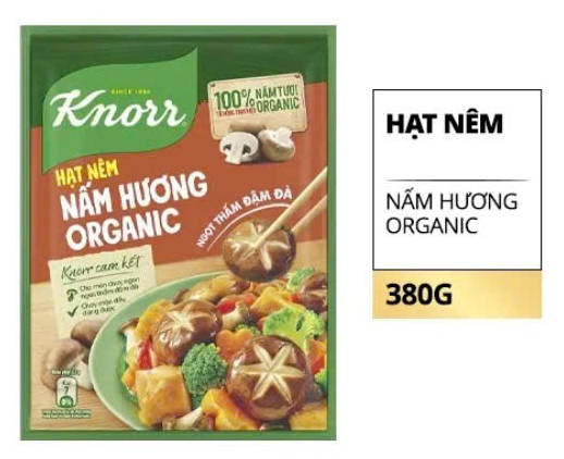  Hạt nêm nấm hương hữu cơ Knorr tự nhiên, thơm ngon 380g 