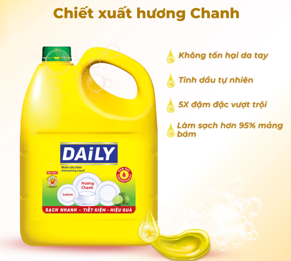  Nước Rửa Chén An Toàn Cho Da Daily Mỹ Hảo Bình 200-750g/ 3.5-5kg 