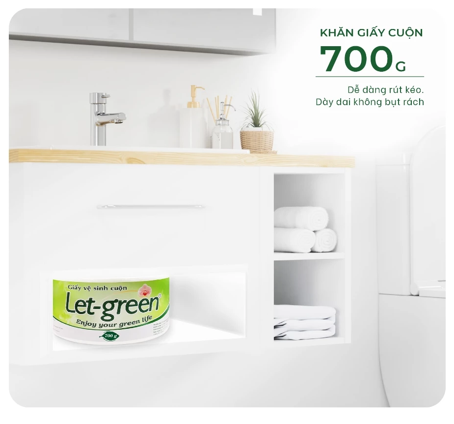  Giấy Vệ Sinh Cuộn 10*20cm LET-GREEN, 700g/Cuộn 