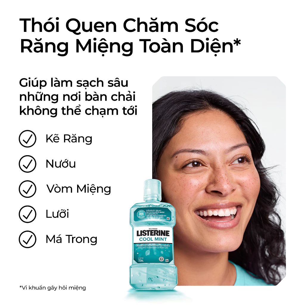  Nước Súc Miệng Giữ Hơi Thở Thơm Mát Listerine Cool mint 750ml 