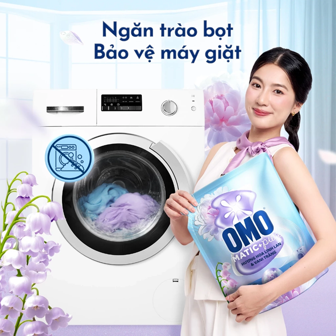  Nước giặt OMO Matic Pure Cửa Trước Hương Linh Lan & Vani Trắng 3.6KG (túi) 