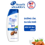  Dầu Gội Và Xả 2in1 Sạch Gàu HEAD & SHOULDERS Mỹ Sạch Sâu/ Dành Cho Da Đầu Khô/ Suôn Mượt/ Hương Nước Hoa - Chai 613ML 