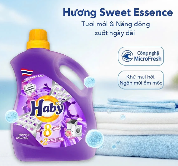 Nước giặt đậm đặc HABY Super-clean ULTRAWASH 8in1 – Sạch sâu, thơm lâu 700h, công nghệ Microfresh 3.8 Kg 