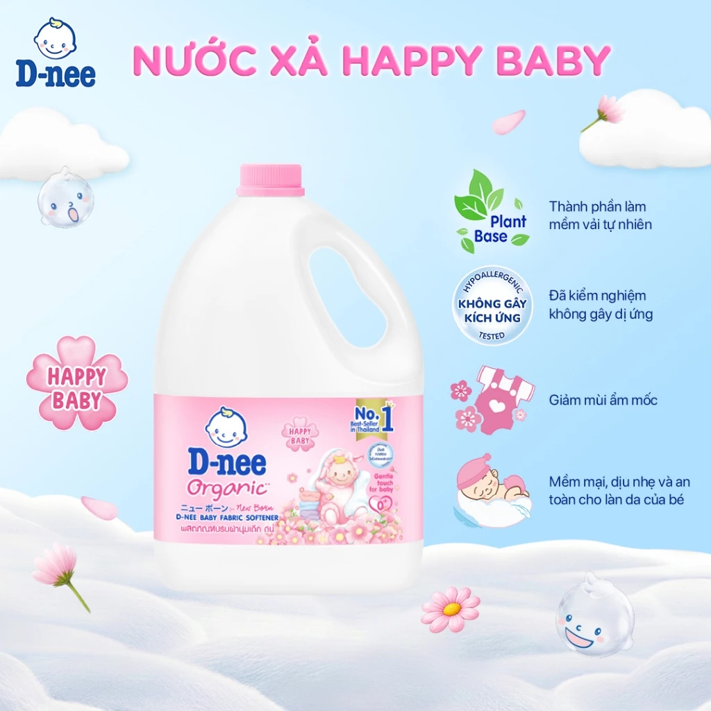  Nước xả vải D-nee cho trẻ sơ sinh, thơm lâu, giúp quần áo mềm mại phù hợp cho làn da nhạy cảm Can 2800ml 