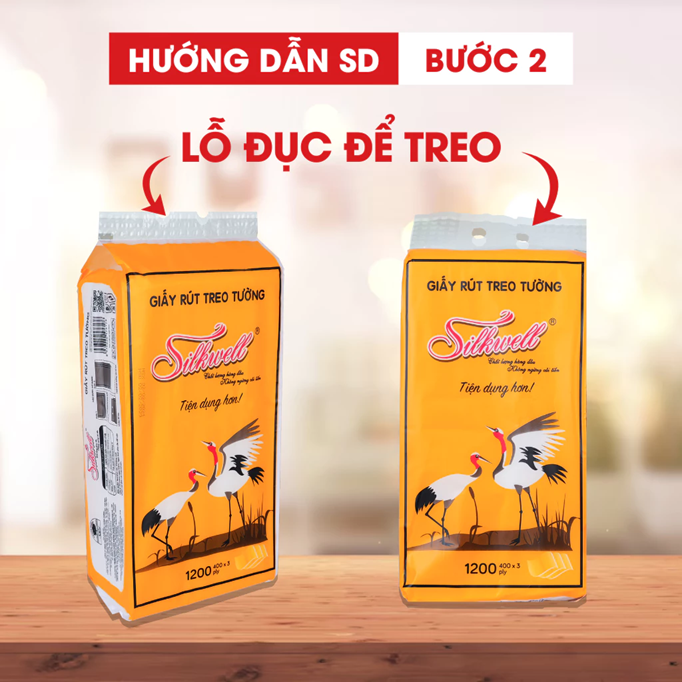  Khăn giấy rút đáy Silkwell 450g 2 lớp làm từ bột gỗ nguyên chất không tẩy trắng 