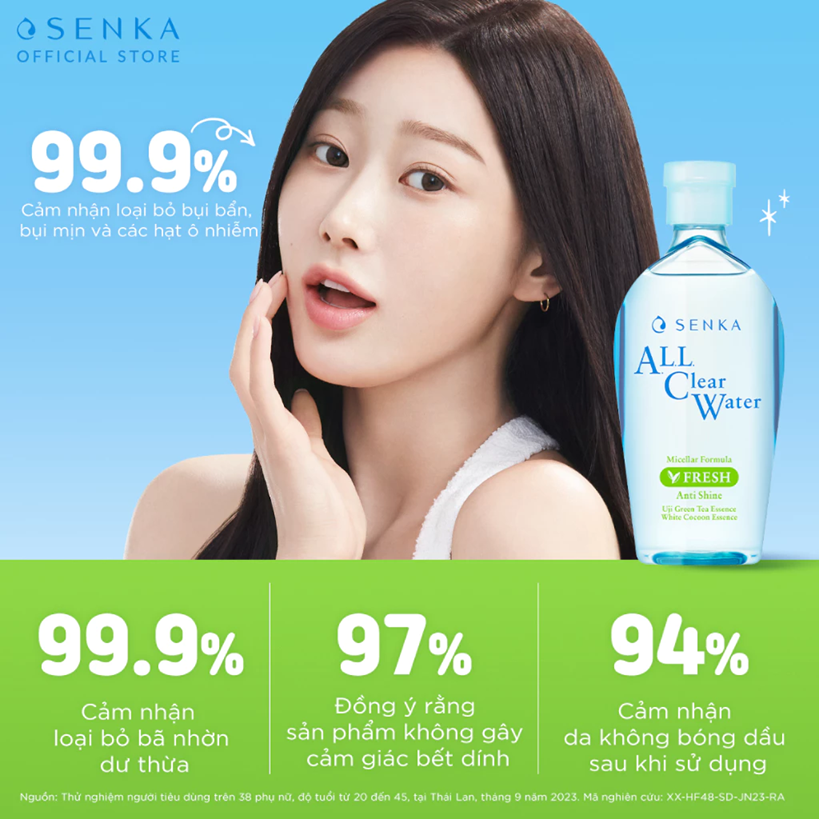  Nước tẩy trang Micellar Giảm Bóng Nhờn Senka All Clear Water Fresh 230 ml 