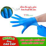  Găng Tay Cao Su Y Tế TTGLOVES Không Bột Nitrile Màu Xanh Đậm Siêu Bền 4.5gr (Hộp 100 Chiếc) 