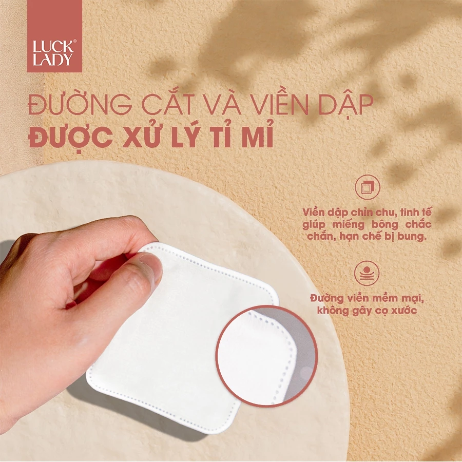  Túi bông tẩy trang Luck Lady cao cấp dạng túi rút nhỏ gọn mang đi du lịch 50 miếng/túi, kích thước bông 7x7,5cm 