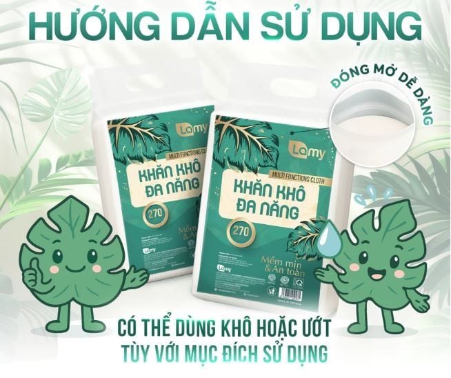  Khăn vải khô đa năng Lamy túi 270 tờ không mùi 