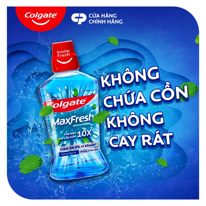  Nước súc miệng Colgate Maxfresh the mát dài lâu gấp 10X - diệt 99,9% vi khuẩn - 750ML 