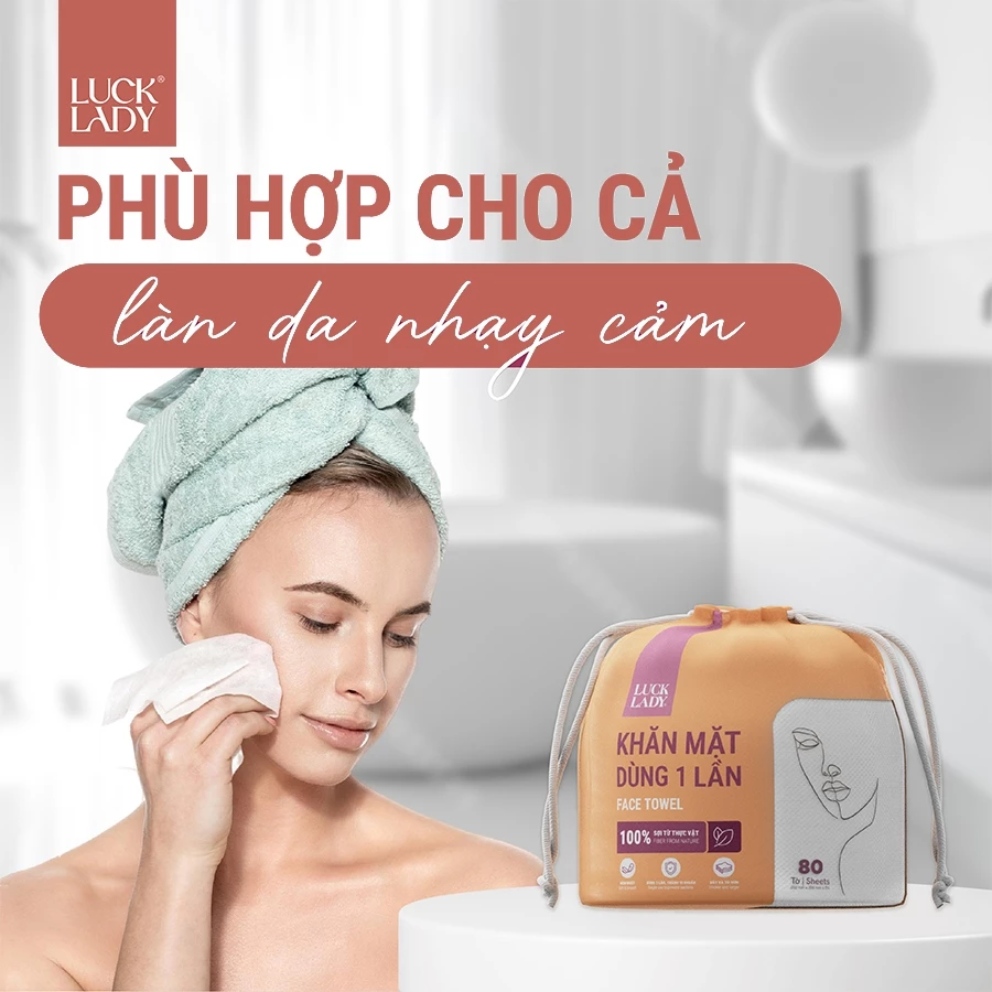  Khăn giấy, khăn mặt dùng một lần Luck Lady 80 tờ 