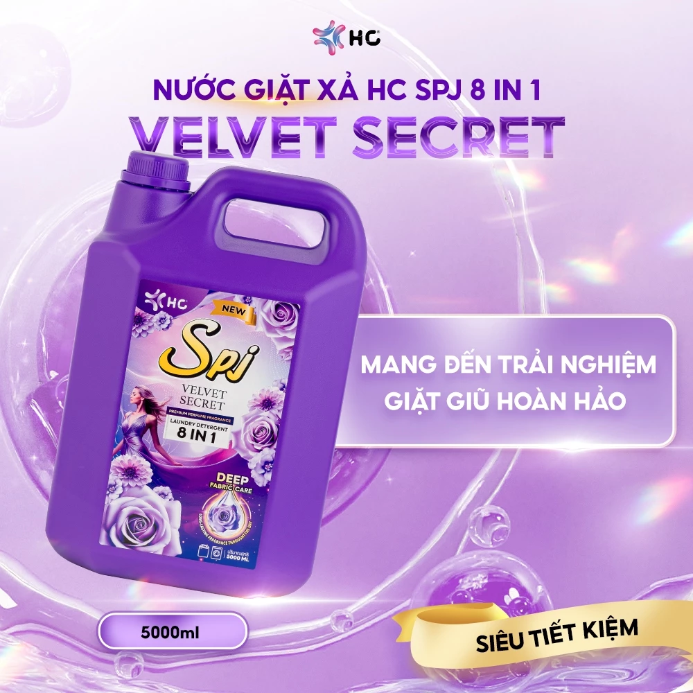  Nước Giặt Xả HC SPJ – Bản 8 IN 1 Cải Tiến, Nhiều Mùi Hương, Làm Sạch Vết Bẩn, Mềm Vải 