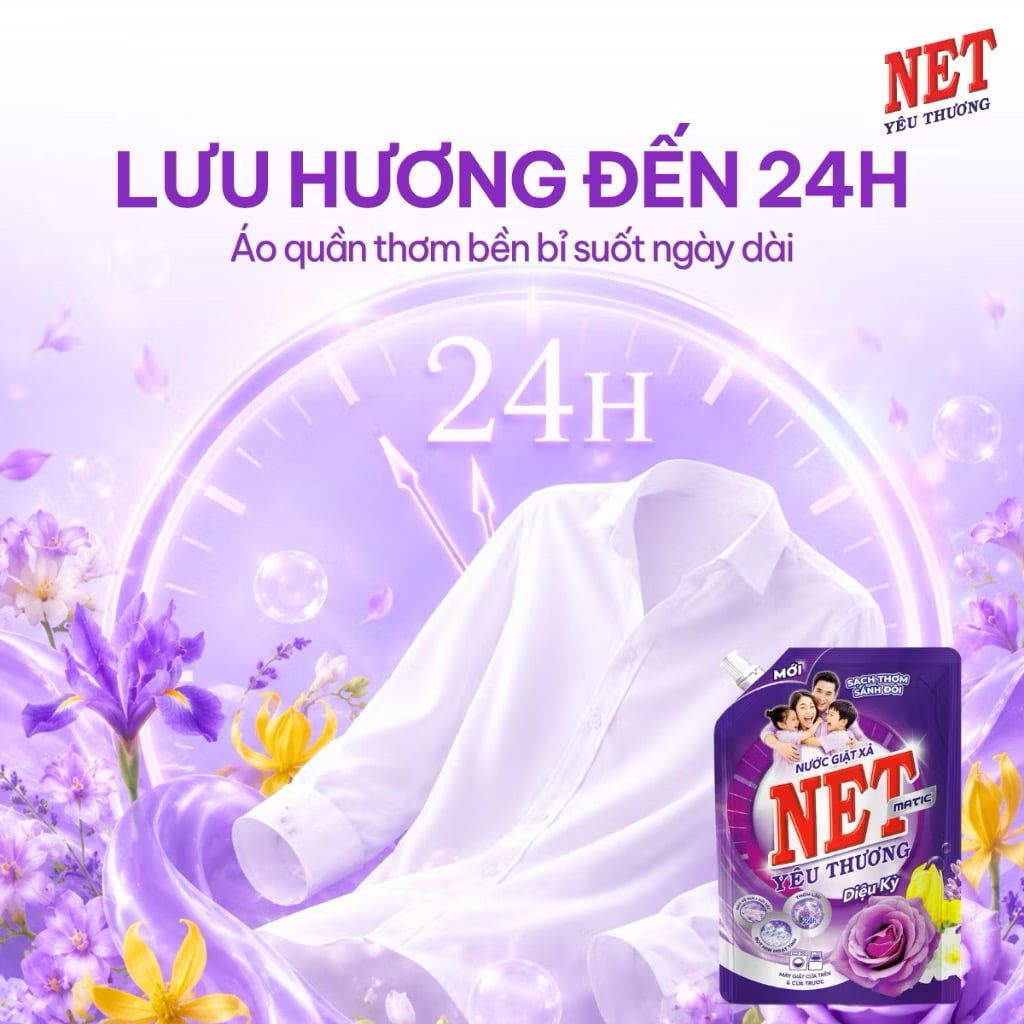  Nước giặt xả NET Matic yêu thương diệu kỳ túi 3kg 