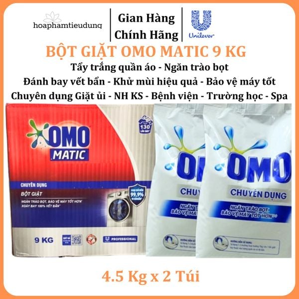  Bột giặt Omo Matic 9 Kg chuyên dụng Giặt ủi/ Nhà hàng/ Khách sạn/ Bệnh viện 
