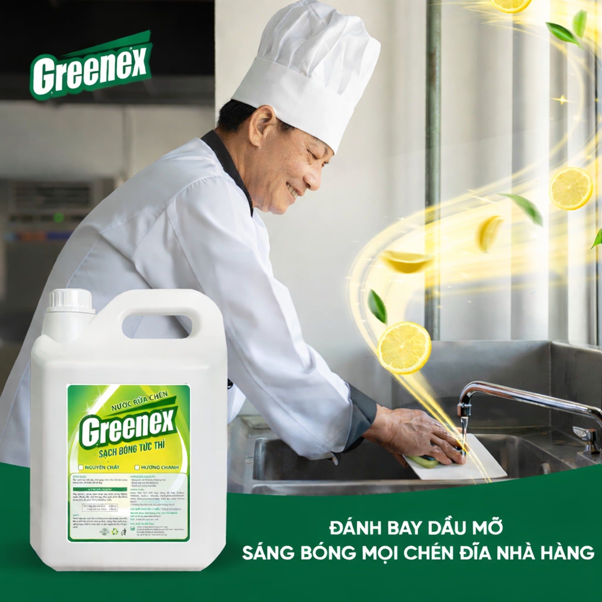  Nước rửa chén GREENEX Hương Chanh can 5L 