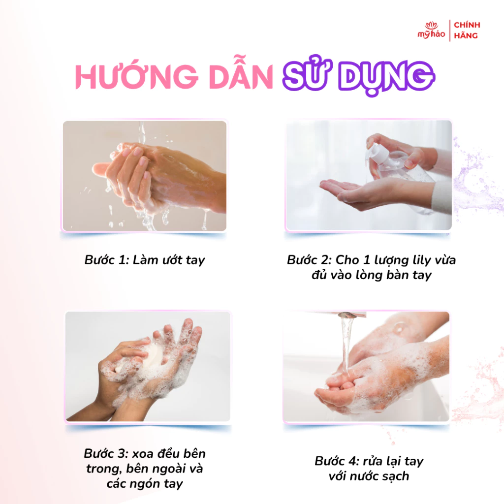  Nước Rửa Tay Dưỡng Ẩm Lily Mỹ Hảo Chiết Xuất Thiên Nhiên, Sạch Khuẩn An Toàn Chai 500 ML 