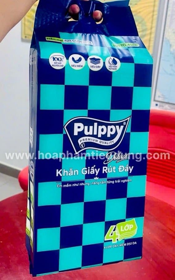  Khăn giấy rút đáy cao cấp Pulppy 4 lớp 300 tờ 