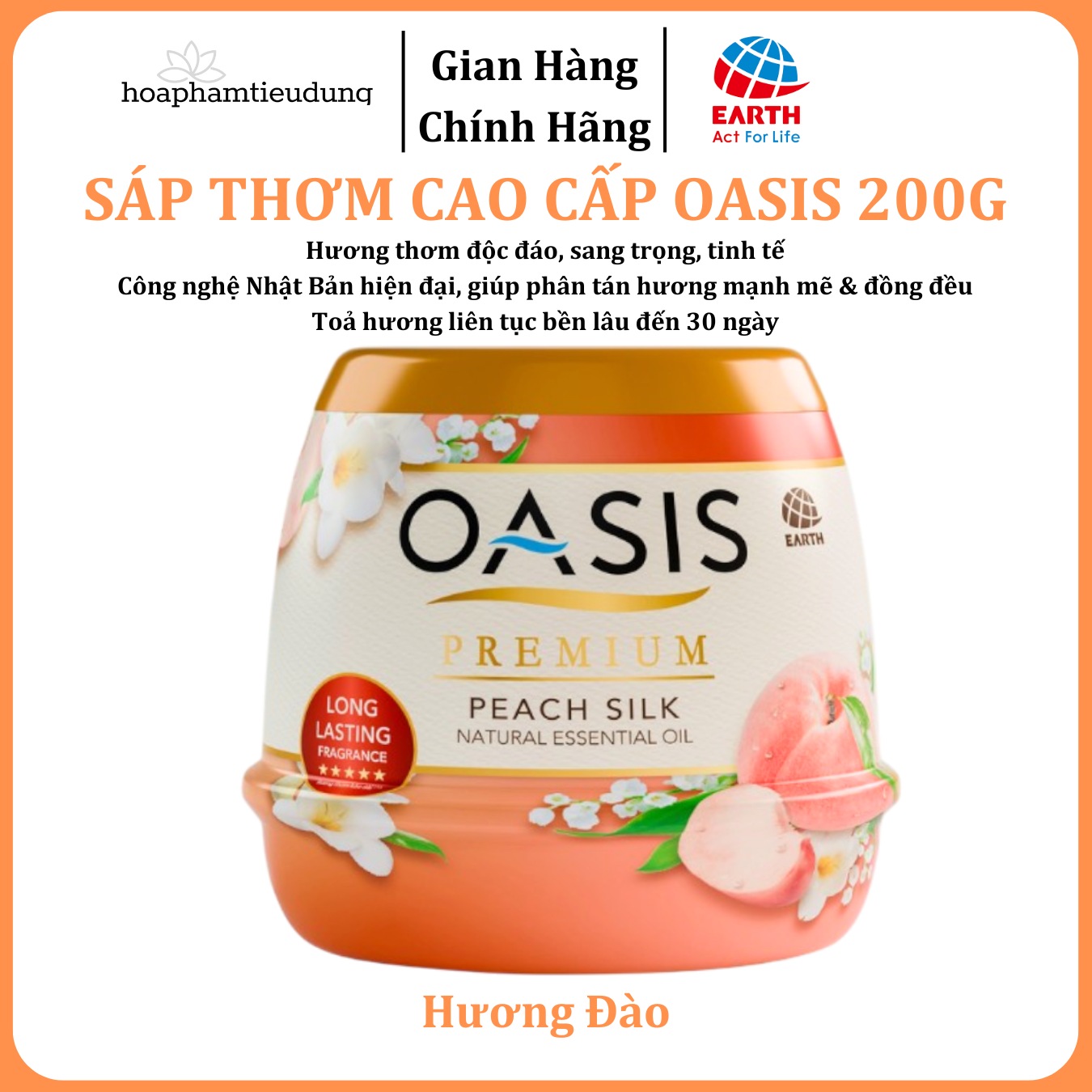  Sáp thơm cao cấp Oasis Premium 200g công nghệ Nhật Bản, lưu hương lâu, thơm tinh tế độc đáo (5 mùi) 