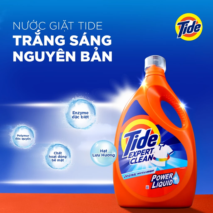  Chai Nước Giặt TIDE Mỹ Giặt Sạch Trắng Sáng/ Cánh Đồng Hoa Size 0.86KG-2.67KG 