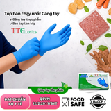  Găng Tay Nấu Ăn Kitchen And Food TTGLOVES Nitrile Không Bột Màu Xanh 4.5gr (Hộp 100 Chiếc) 