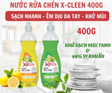  Nước rửa chén XCleen 400g/750g/3.6kg/9kg hương chanh, êm dịu da tay, khử mùi, sạch 