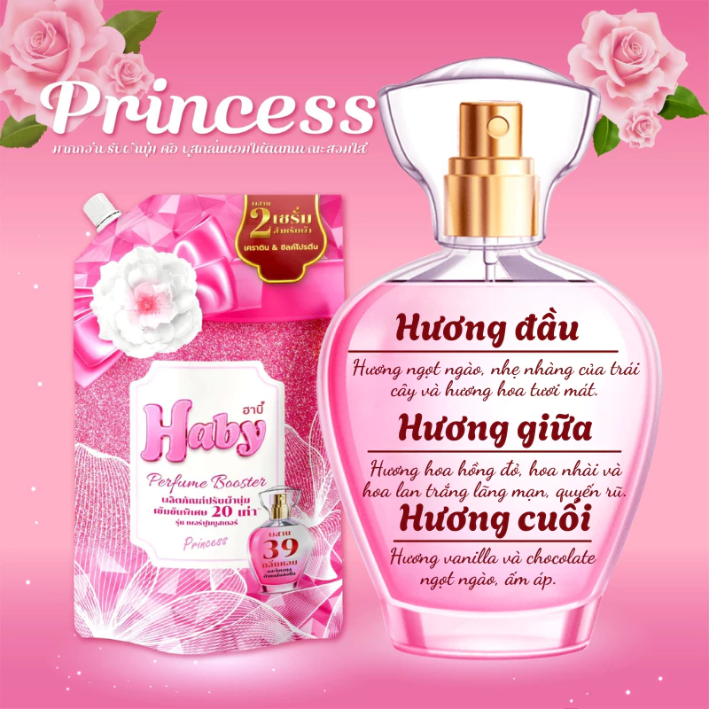  Nước Xả Vải HABY Nội Địa Thái Lan Hương Nước Hoa - Đậm đặc, Lưu hương, Khử mùi ẩm mốc, Mềm vải Dây 12 Gói 