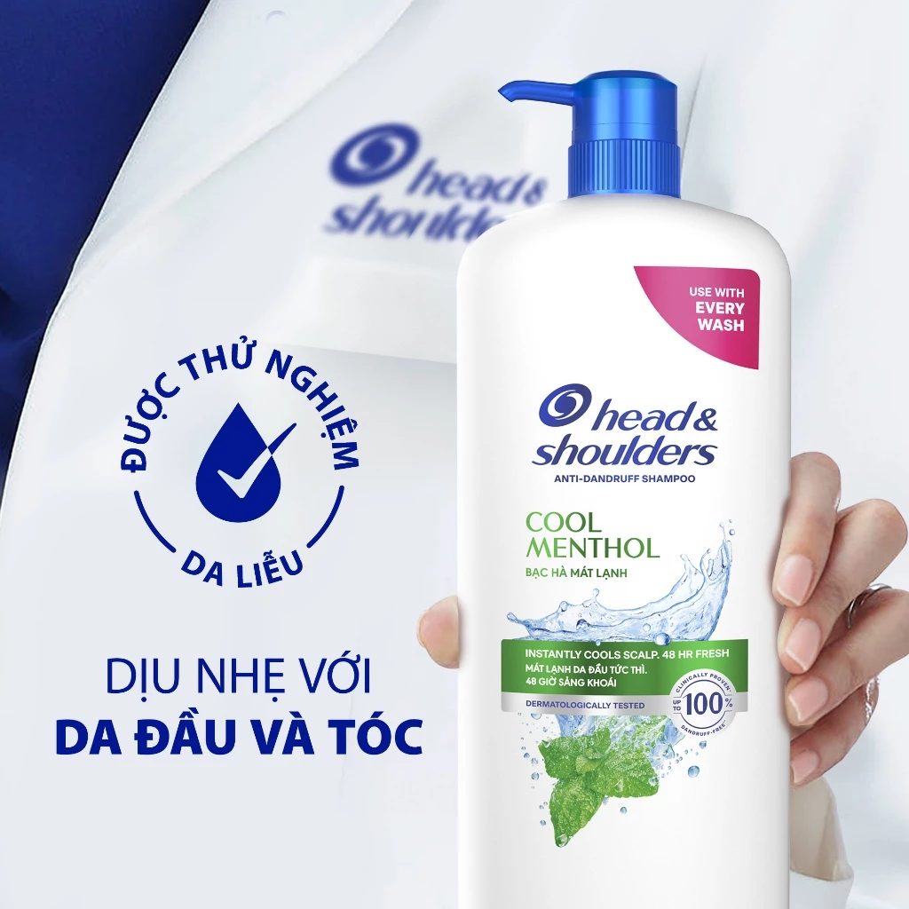  Dầu Gội Sạch Gàu HEAD & SHOULDERS Bạc Hà/ Giảm Ngứa Da Đầu/ Hương Chanh - Chai 1200 ml 