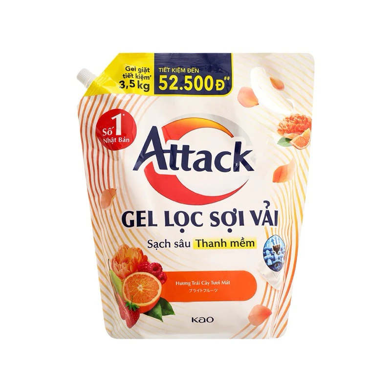  Nước giặt gel Attack hương anh đào/ thiên nhiên/ trái cây túi 3.5kg 