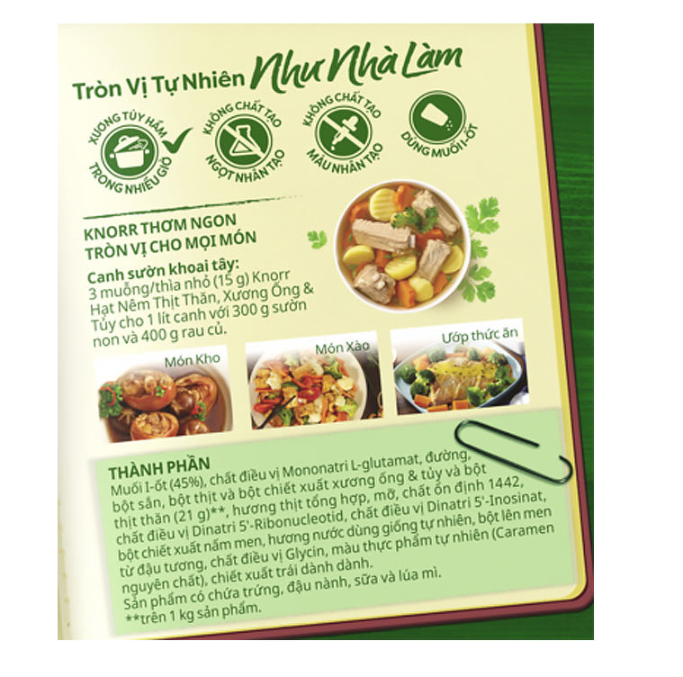  Hạt nêm Knorr Thịt Thăn, Xương Ống & Tủy 400g - Tặng Knorr Thịt thăn xương ống 65g 