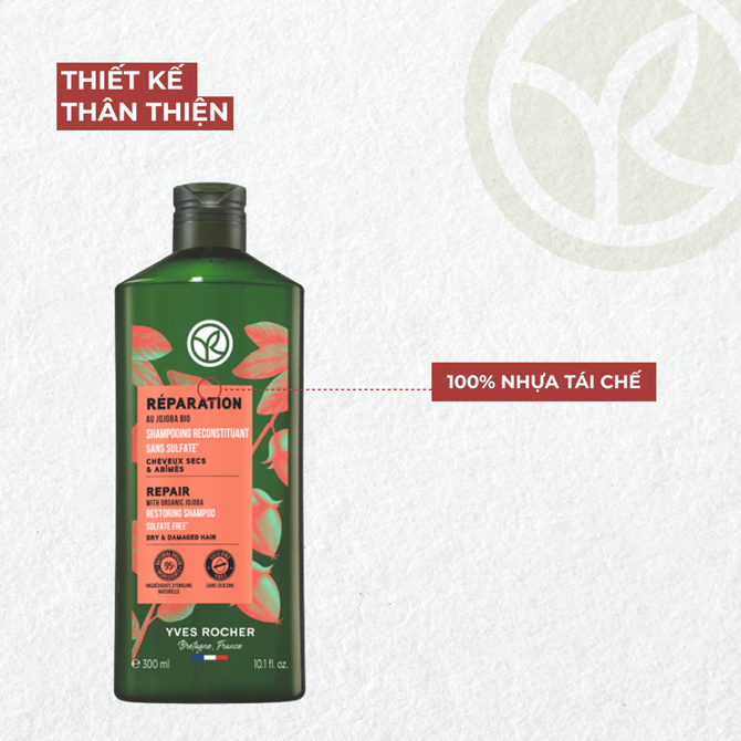  Dầu gội phục hồi tóc hư tổn Yves Rocher Repair Hair Care Restoring Shampoo 300ml 
