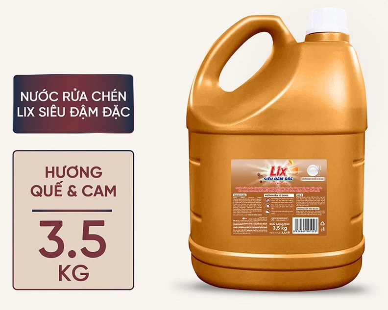  Nước rửa chén LIX siêu đậm đặc trà xanh/chanh 3.5kg 