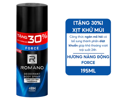  Xịt khử mùi cho nam toàn thân ngăn mồ hôi và mùi cơ thể Romano 150ml / 195ml 