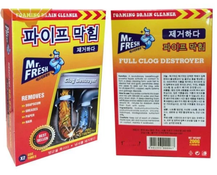 Bột làm thông đường ống Mr Fresh 200g (2 gói x100g) Hàn Quốc 