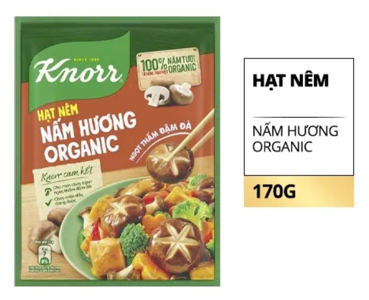  Hạt nêm nấm hương hữu cơ Knorr tự nhiên, thơm ngon 170g 