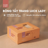  Bông tẩy trang Luck Lady dạng hộp 120 miếng,kích thước bông 58mm,mềm mịn,làm sạch da,an toàn cho da,skincare 
