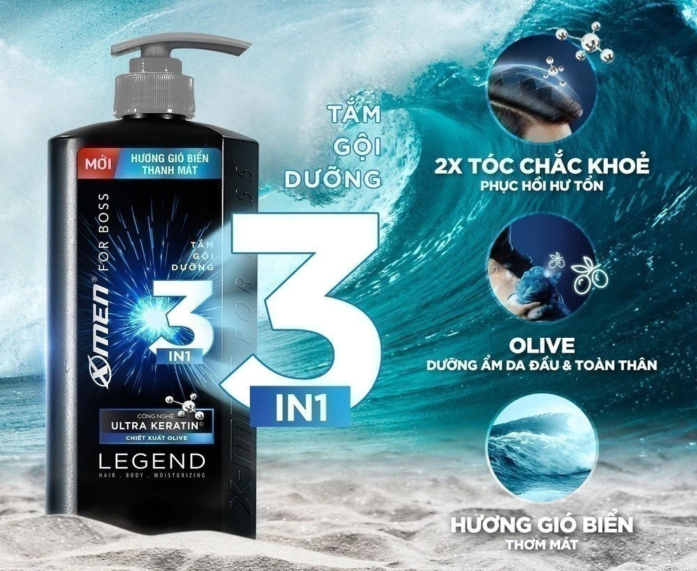  Tắm Gội Rửa Mặt XMen for Boss 3in1 Luxury 630g 350g / Tắm Gội Legend 630g / Intense 650g Hương Nước Hoa Châu Âu 