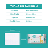  Khăn Ướt Không Mùi Cho Bé Niva Baby NB1 – 80 Tờ/Gói, Không Cồn, Dịu Nhẹ, An Toàn 