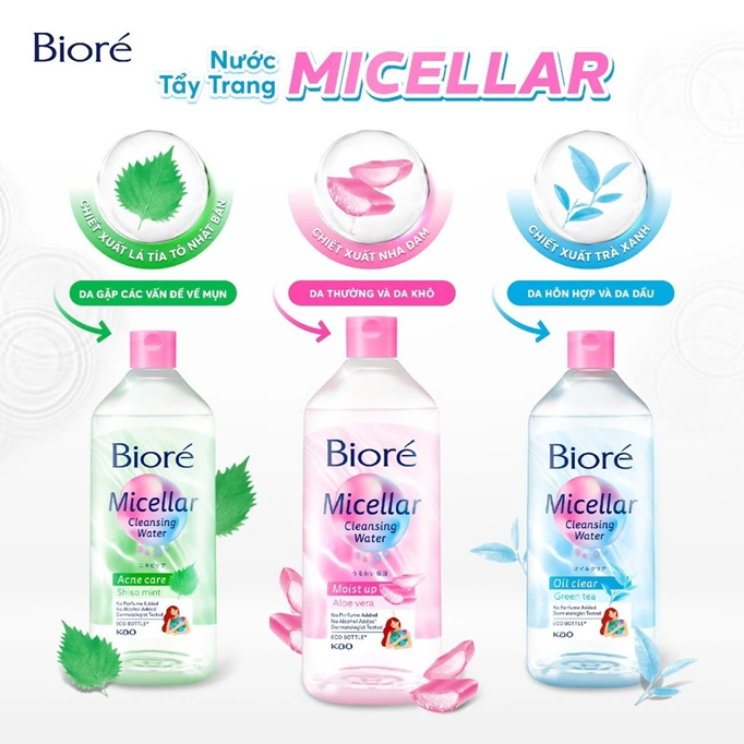  Biore Nước Tẩy Trang Hoàn Hảo Ngừa Mụn Biore Make Up Remover Perfect Cleansing Water Acne Care 400ml 