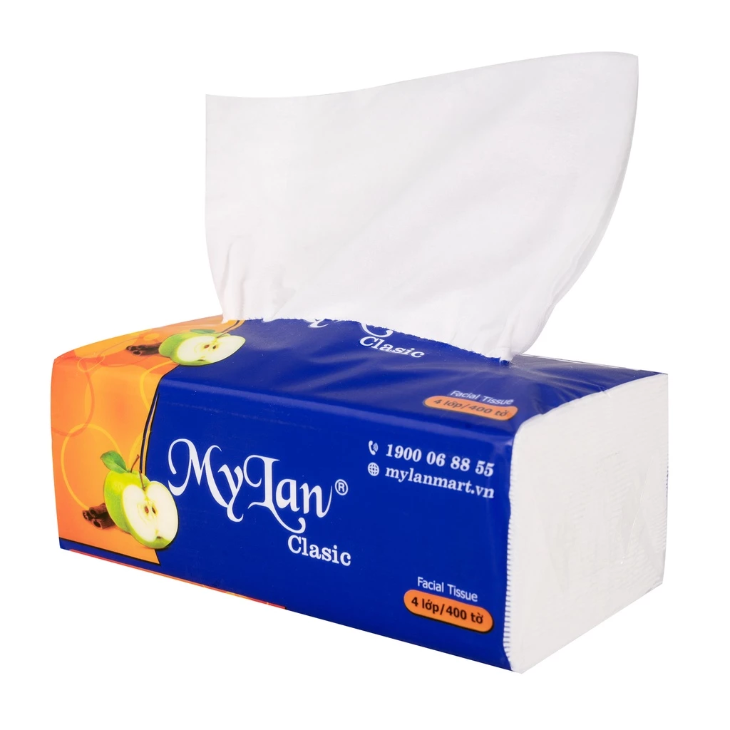  Khăn Giấy Rút 4 Lớp MyLan Táo Xanh Cao Cấp Dùng Gia Đình 400 Tờ/Gói 
