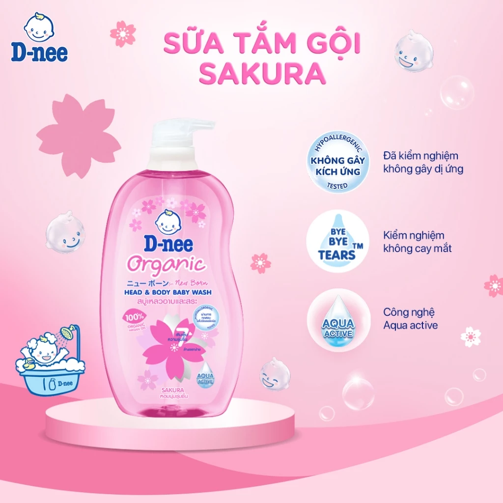  Sữa tắm gội D-nee cho trẻ sơ sinh dưới 3 tuổi 800ml 