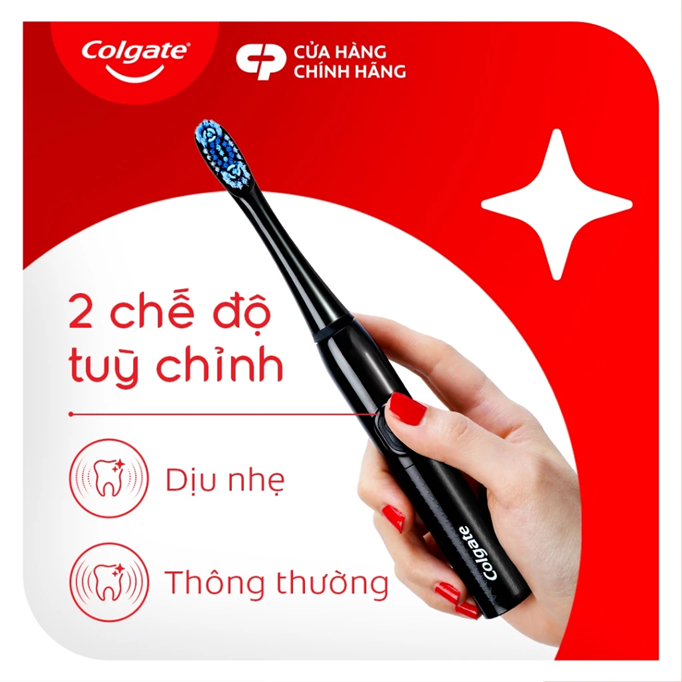  Bàn chải điện Colgate dùng pin, công nghệ sóng âm sạch mảng bám, hỗ trợ trắng răng 