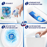  Viên Thả Vệ Sinh Bồn Cầu Vim Sạch Khuẩn, Sáng Bóng đến 1600 Lần Xả (4x45g/vỉ) 