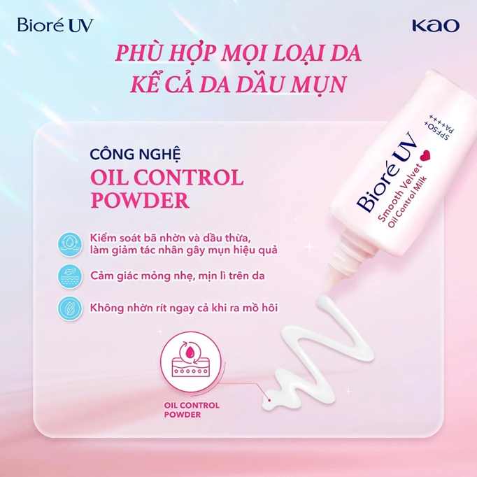  Sữa chống nắng trang điểm Biore UV màng nhung che phủ lỗ chân lông SPF50+ PA++++ 30ml 