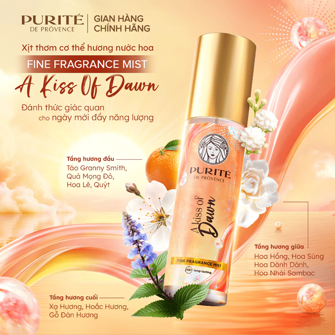  Xịt Thơm Body Mist Purité Hương Nước Hoa Cao Cấp 100ML - Lưu Hương 48H 
