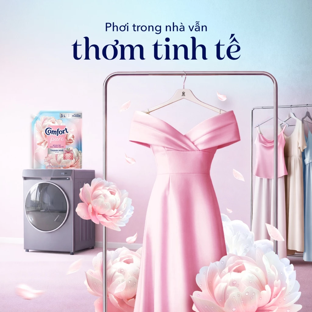  Nước Xả Vải Comfort Hoa Trắng Thanh Nhã Túi 1.7-3.6L 