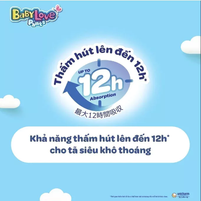  Tã quần Baby Love - Ngăn Tràn Cả Đêm size M/L/XL/XXL/XXXL 